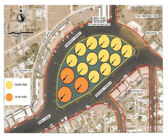 proposed mooring field map, showing 15 mooring locations
